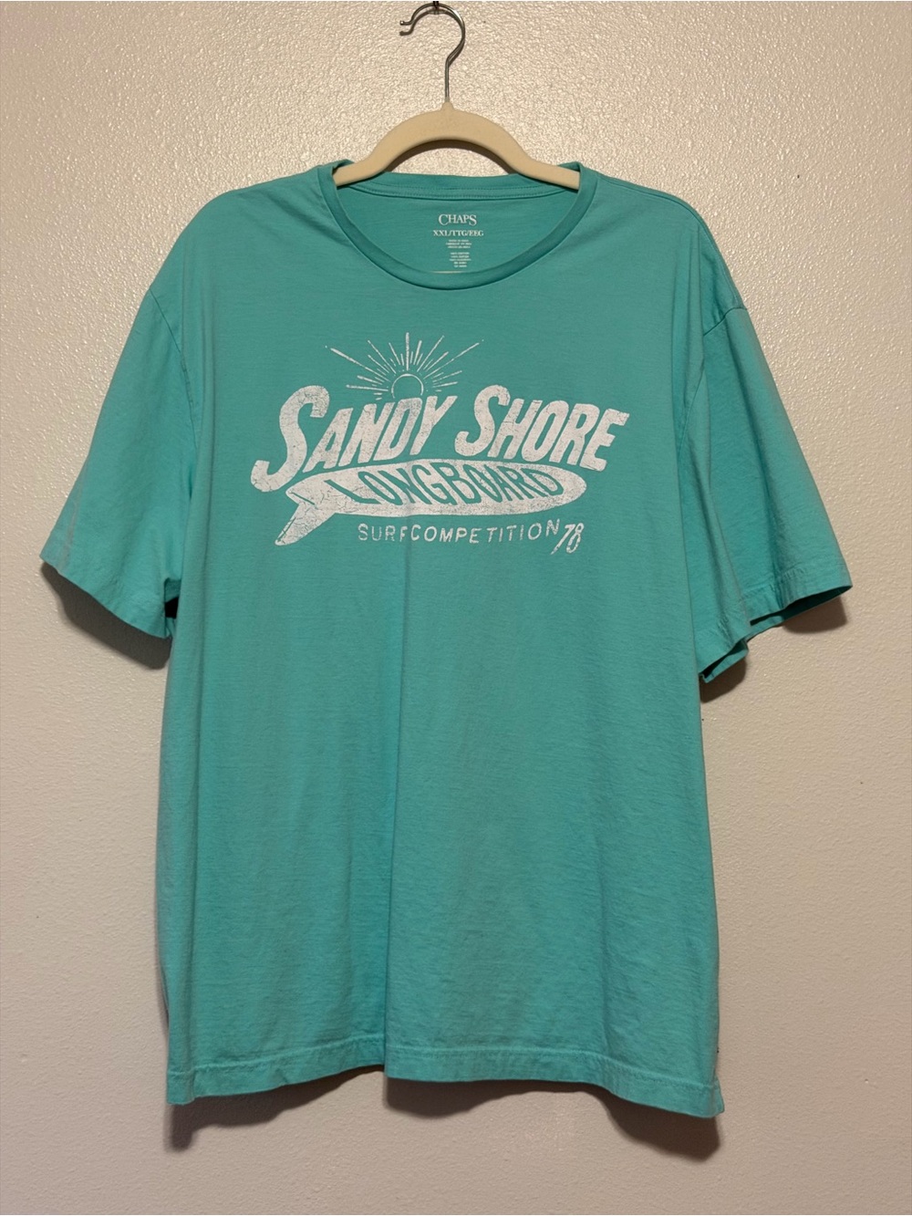 Chaps Sandy Shore Longboard Graphic Tee - Aqua Green